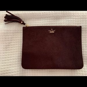 Katie Spade Burgundy faux fur clutch